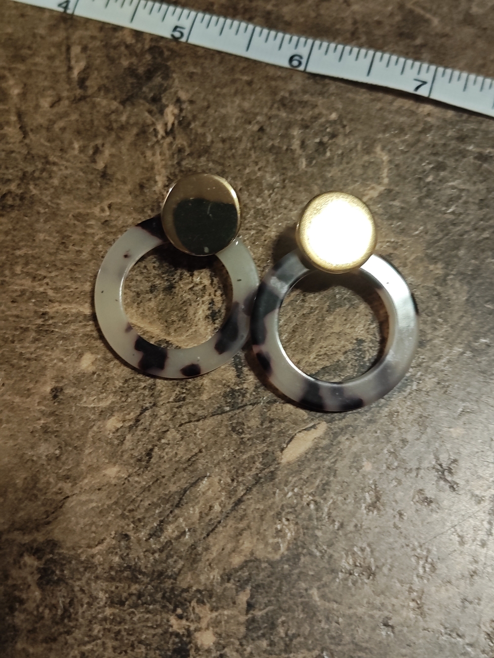 Gold & Tortoiseshell Hoop Drop Earrings